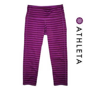 Athleta striped purple and pink running yoga workout leggings size xxs